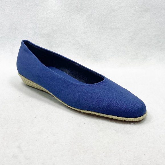 ORVIS Navy Canvas Espadrille Low Wedge 8 - Picture 11 of 12